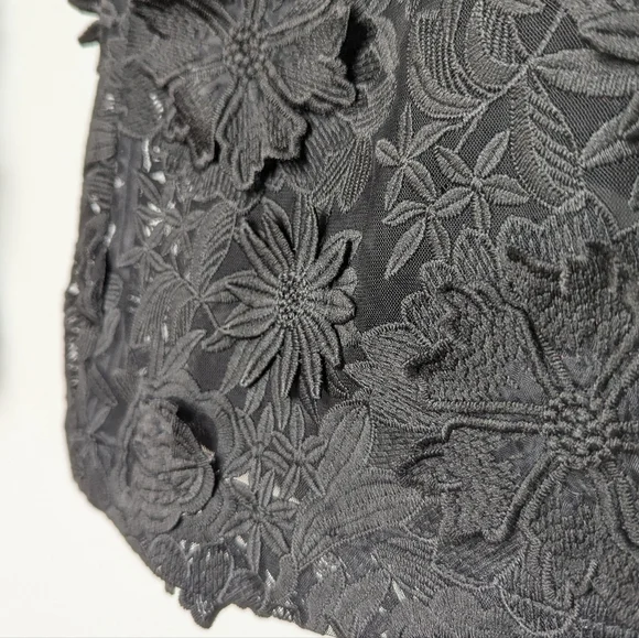 Fashion Nova Denise Sheer Mesh Flower Embroidered Hi-Rise Flare Pants Black sz L - Picture 6 of 17